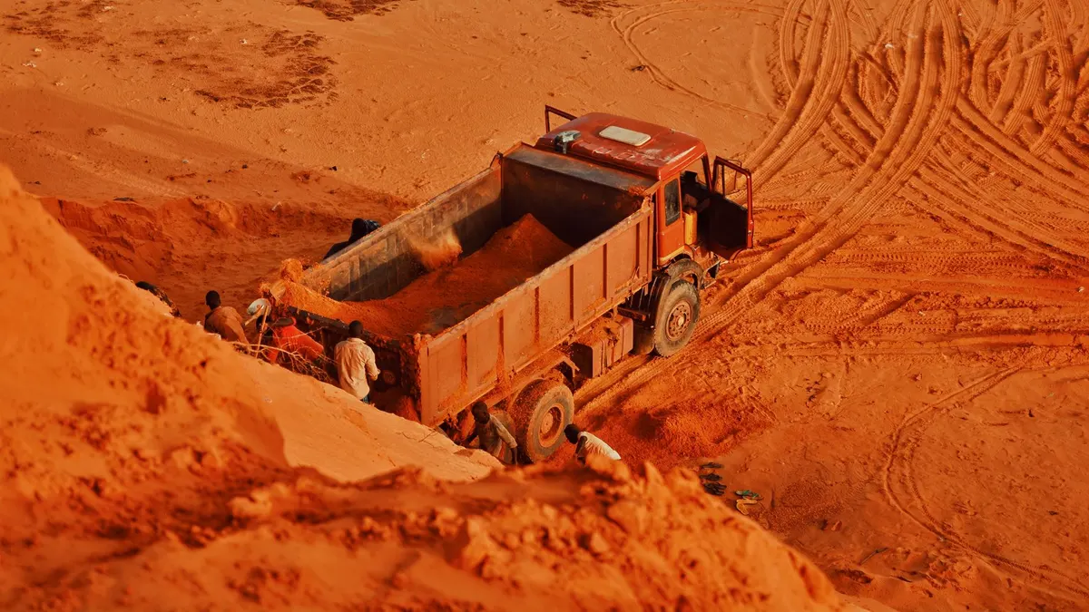 Vehicle tracks in deep sand