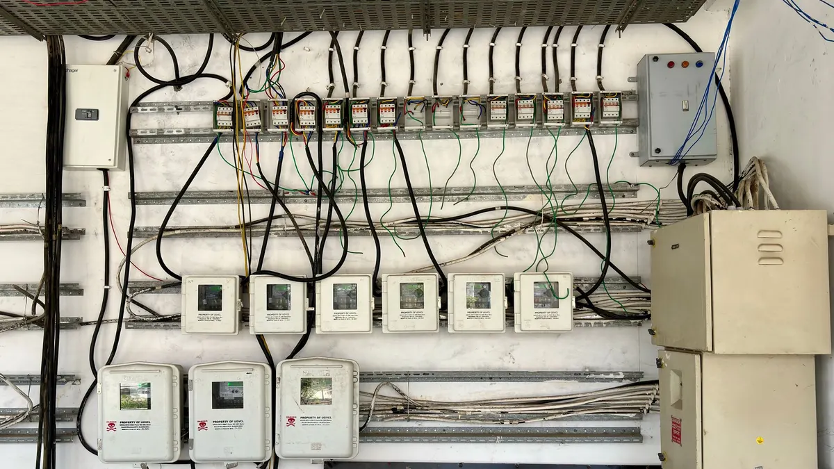 Wiring at a solar panel connection