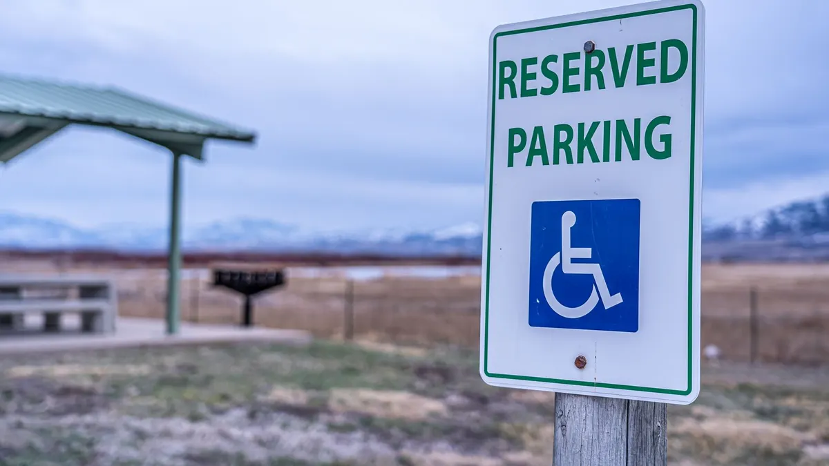 Cars parked in a rest area lot