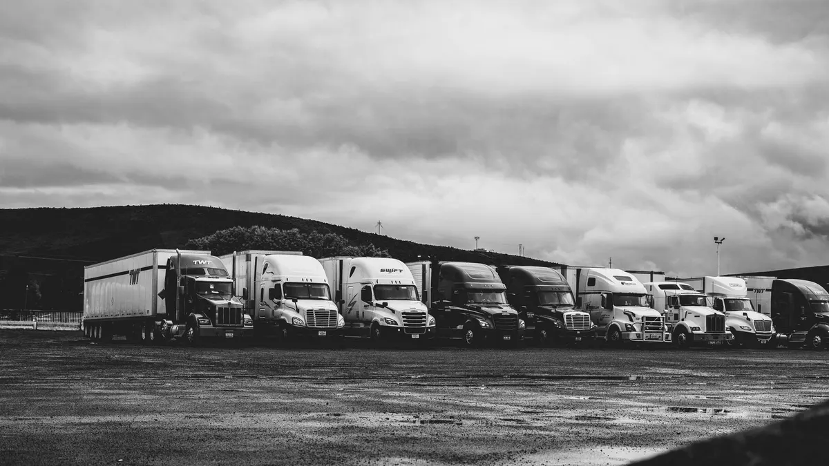 Semi trucks parked overnight