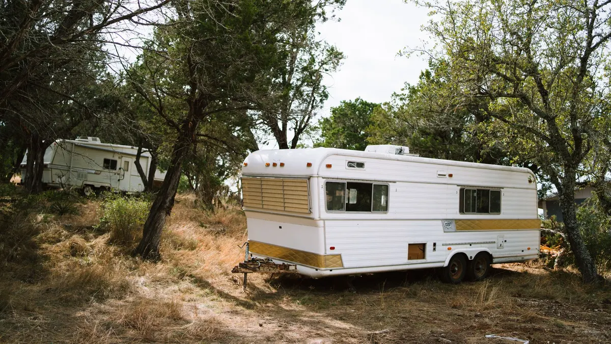 Portable generator running outside a camper