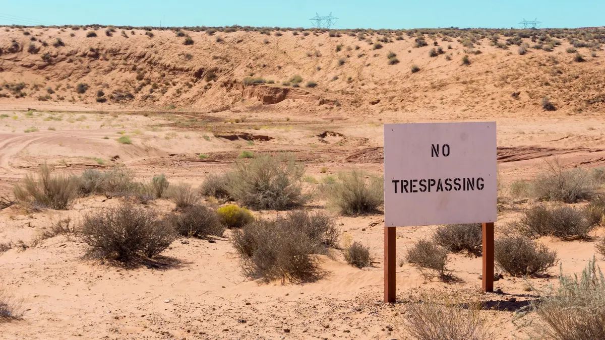 A public land sign in the desert