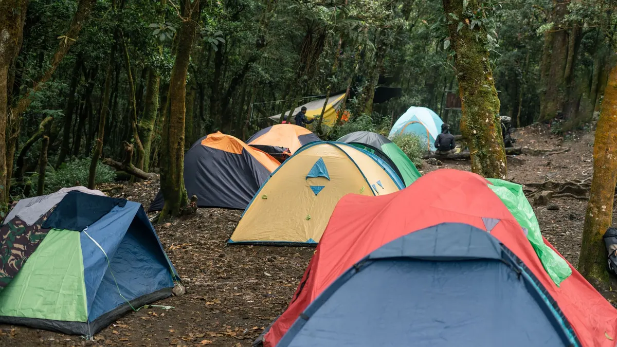 A tent at a developed campground