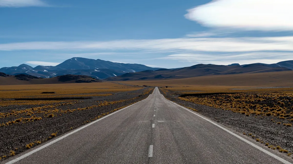 A highway running through desert
